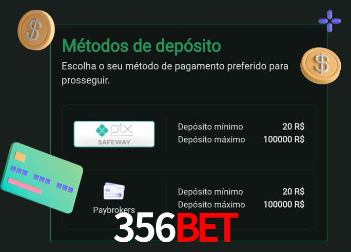 O cassino 356Bet oferece uma grande variedade de métodos de pagamento